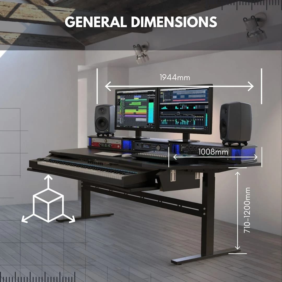 ORBIT Electric Sit and Stand Workstation with Two Rack Modules and Keyboard Tray All black