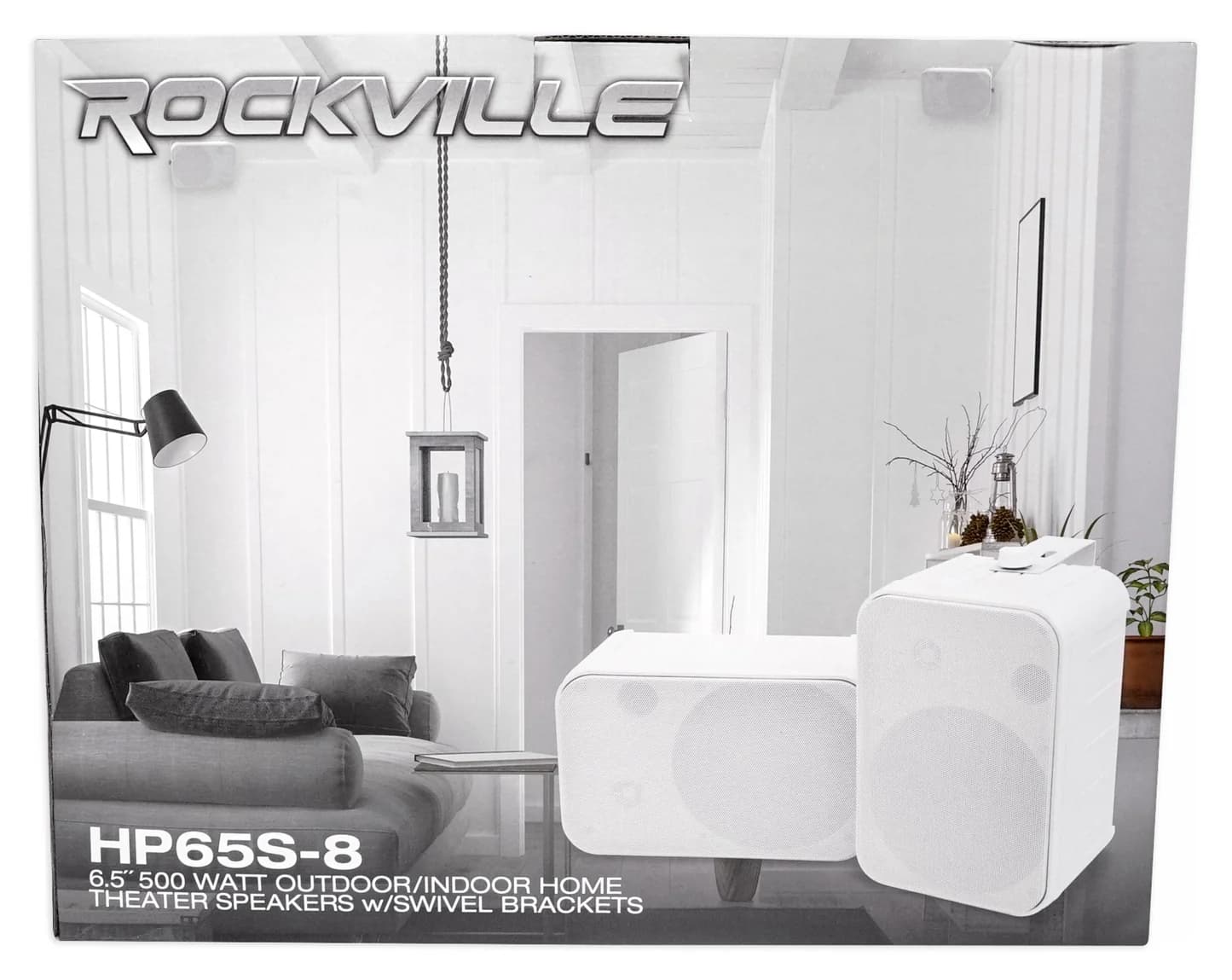 Rockville HP65S-8 White 4-Pack + RWBC65S Covers Bundle