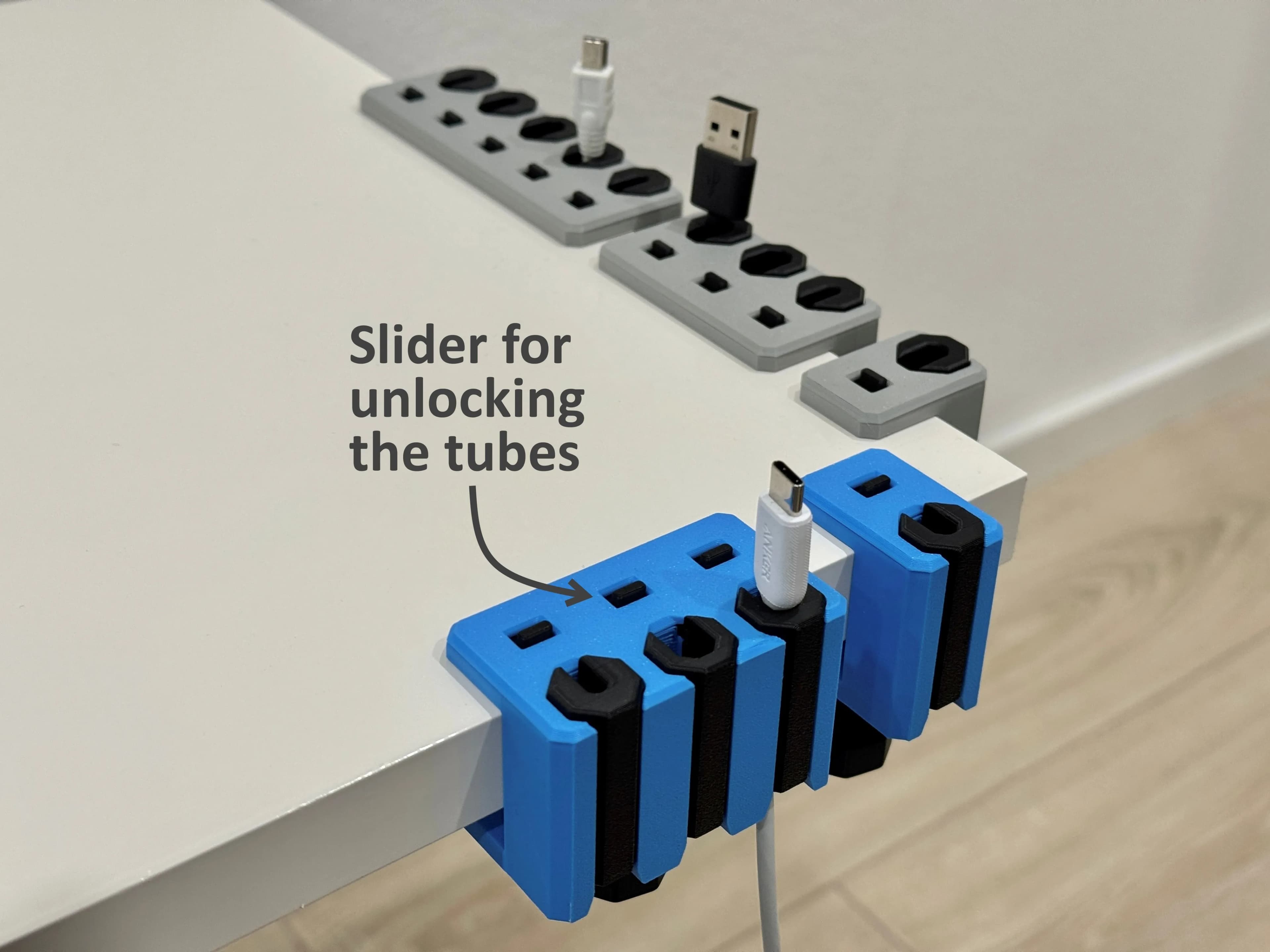 Desk cable management holder