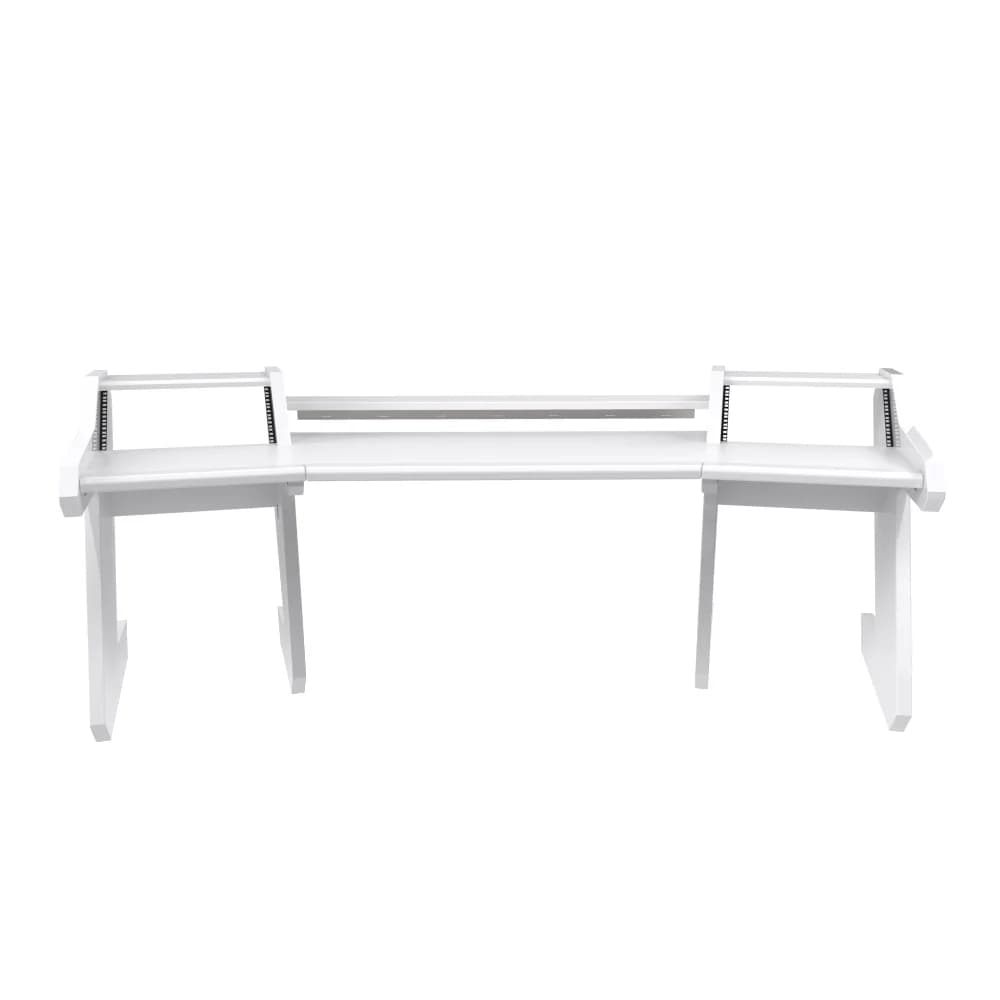 PRO LINE Classic Desk all White, Pull out & Speaker stands bundle