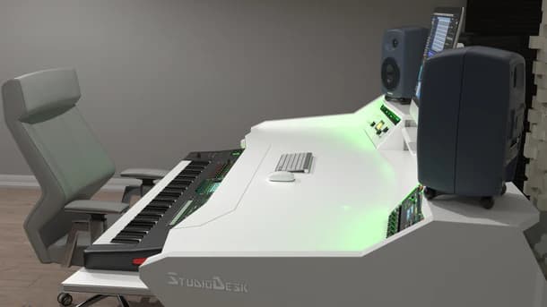 Commander V2 Desk with Keyboard pullout option All White