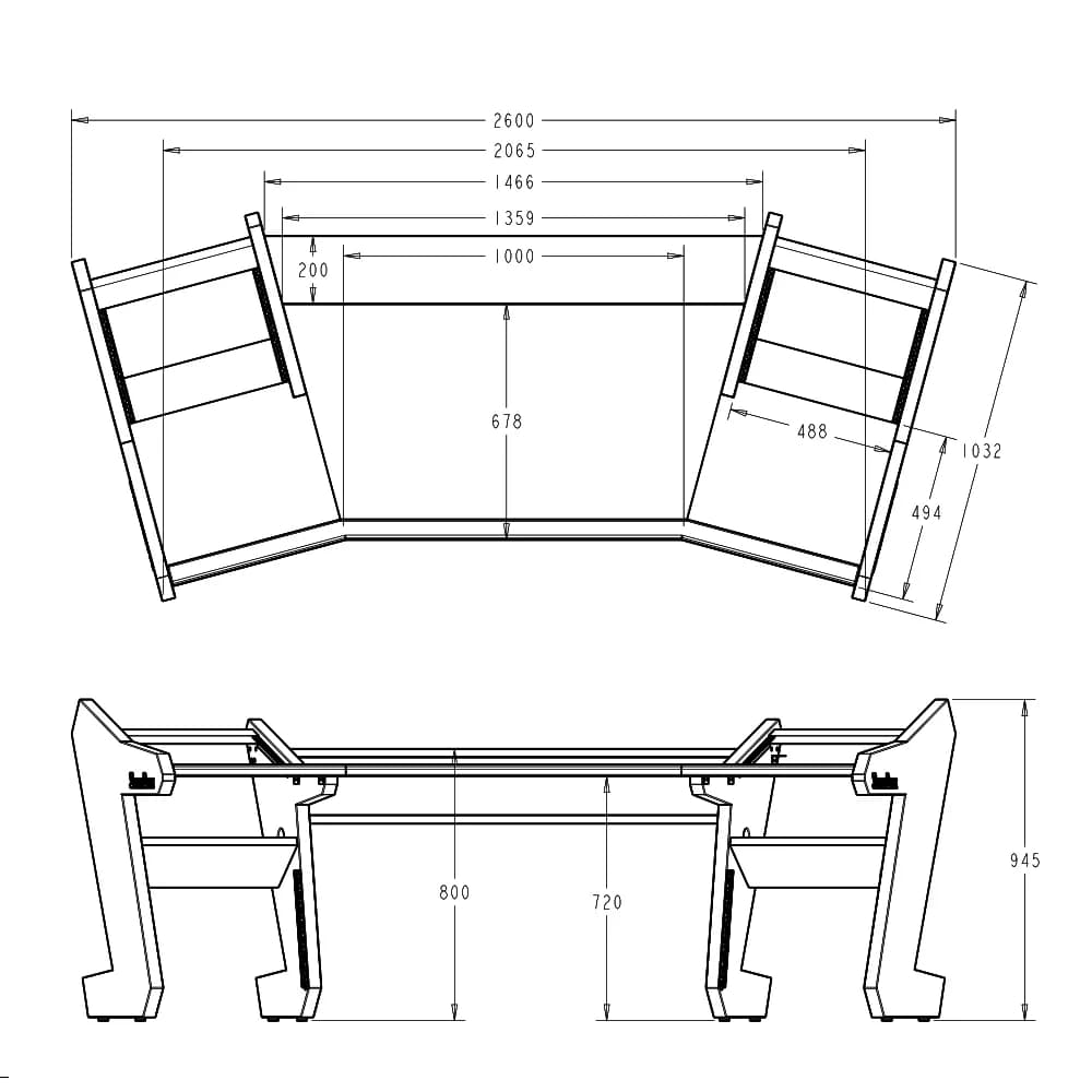 PRO LINE S Desk All white & V Tower speaker stands and Pull Out option Bundle