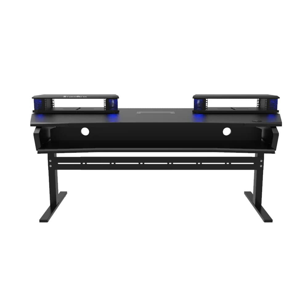ORBIT Electric Sit and Stand Workstation with Two Rack Modules and Keyboard Tray All black
