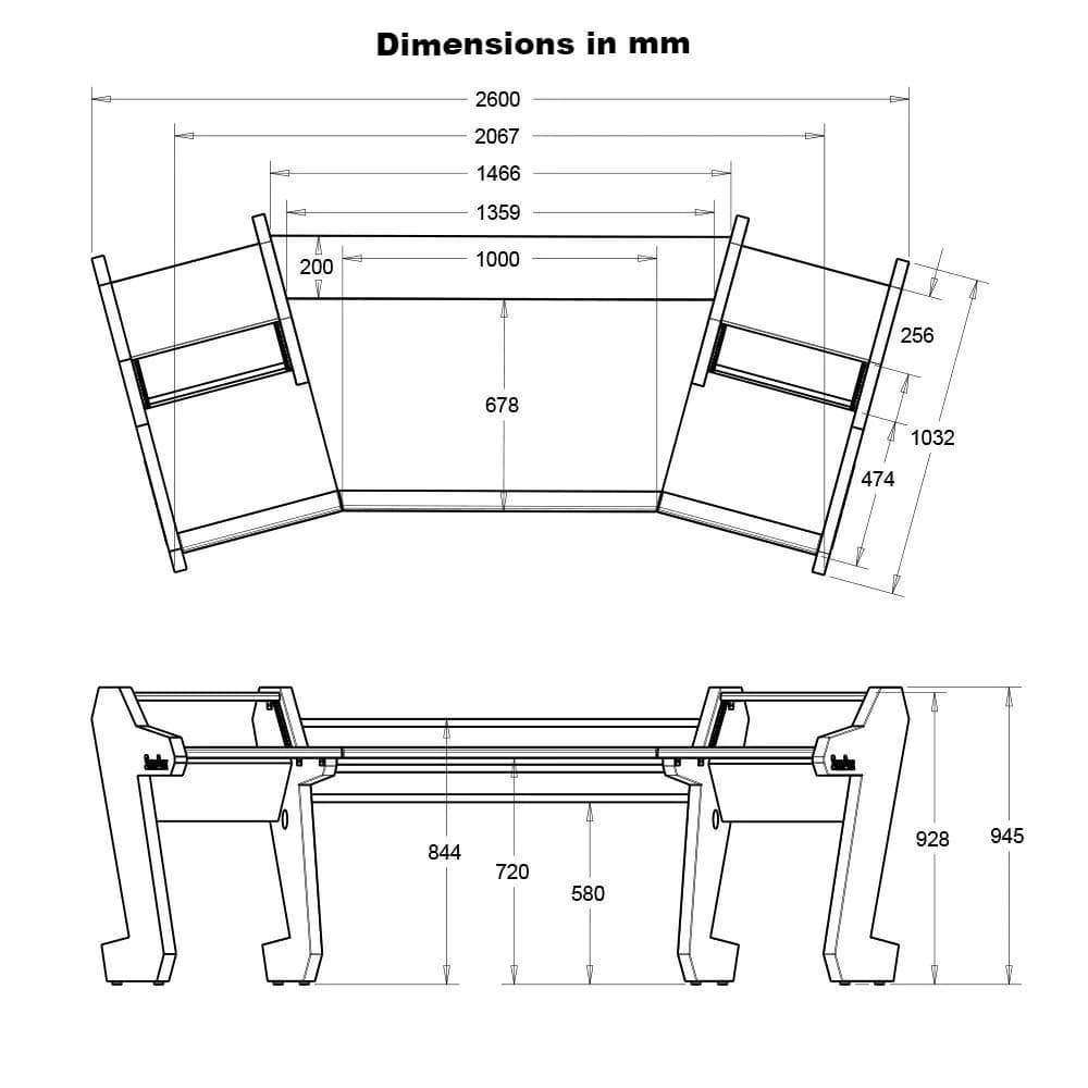 PRO LINE Classic desk Black and Keyboard pull out option