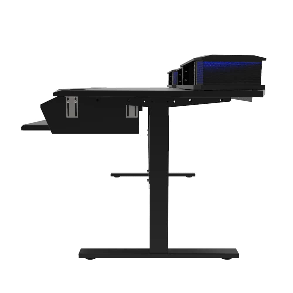 ORBIT Electric Sit and Stand Workstation with Two Rack Modules and Keyboard Tray All black