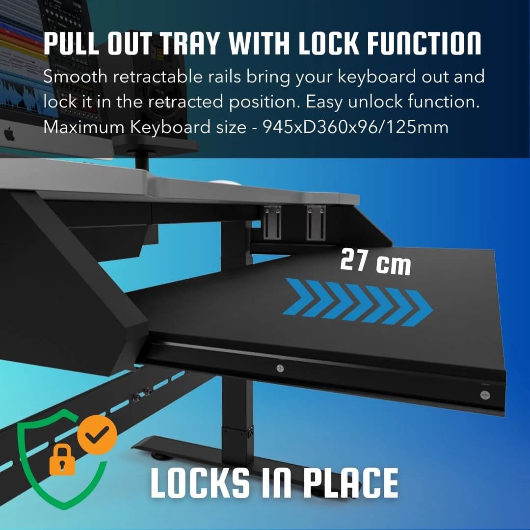 ORBIT Electric Sit and Stand Workstation with Two Rack Modules and Keyboard Tray All black