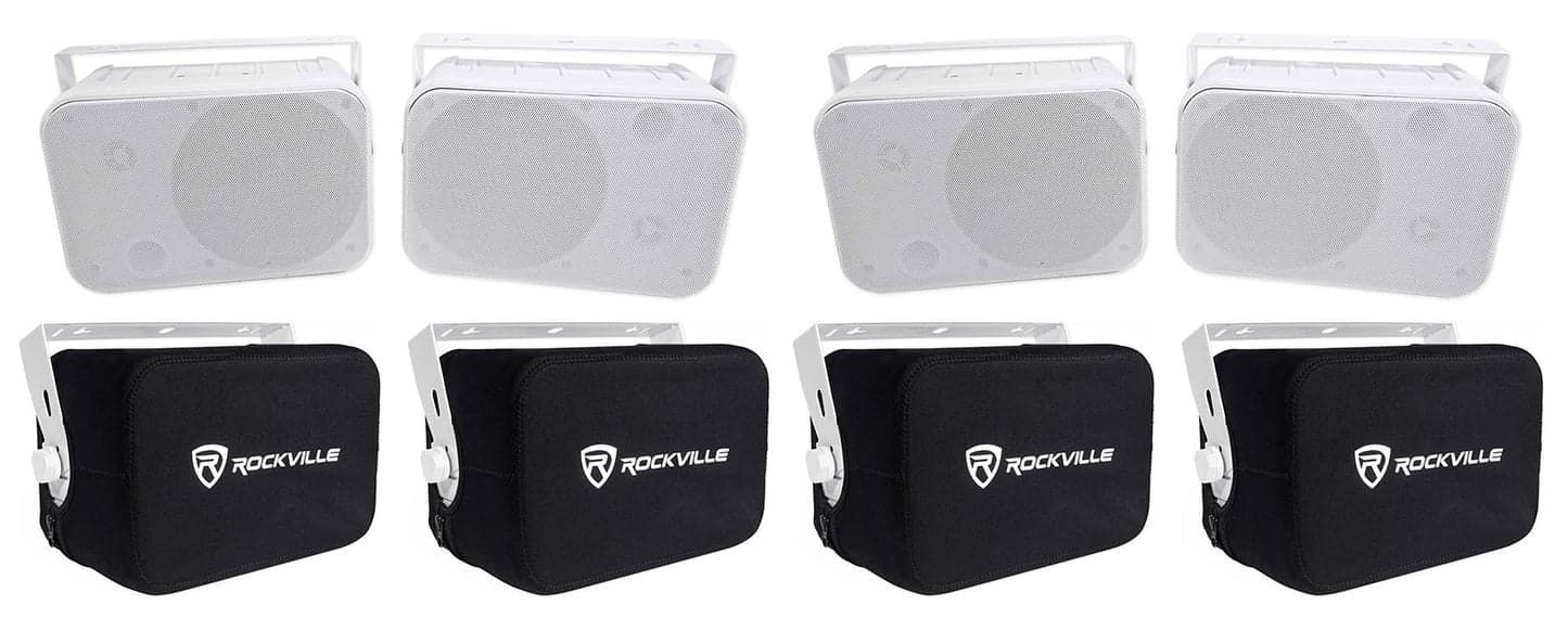 Rockville HP65S White 4-Pack + RWBC65S Covers Bundle