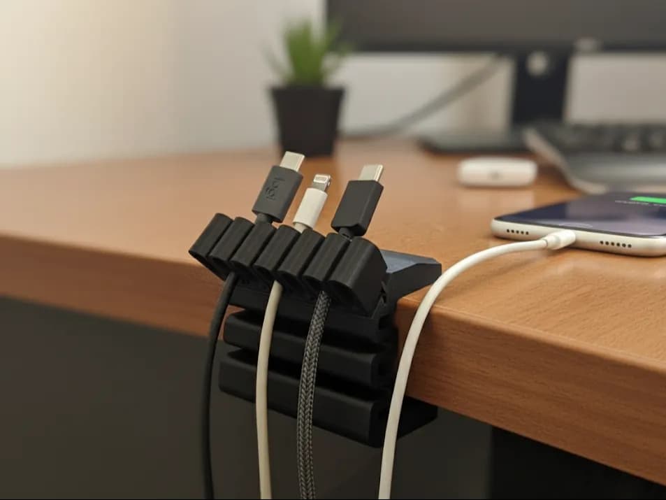 Auto-Supported Modular Desk Edge Cable Organizer