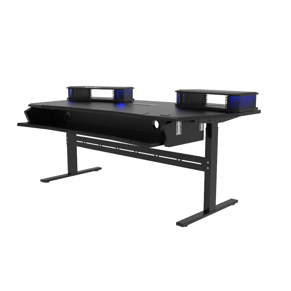 ORBIT Electric Sit and Stand Workstation with Two Rack Modules and Keyboard Tray All black