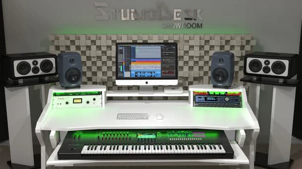 Commander V2 Desk with Keyboard pullout option All White