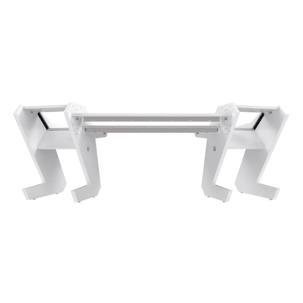 PRO LINE Classic Desk all White, Pull out & Speaker stands bundle